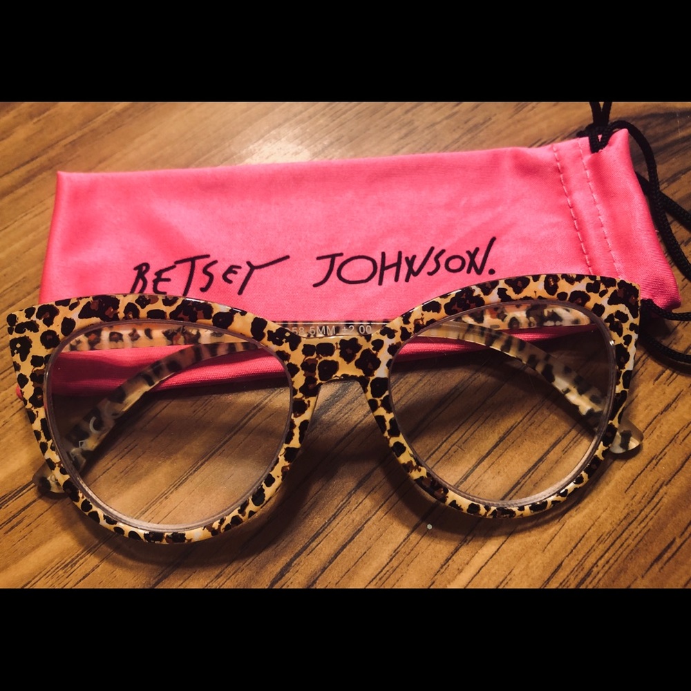 Betsey Johnson Blue Light Glasses Leopard Cat Eye